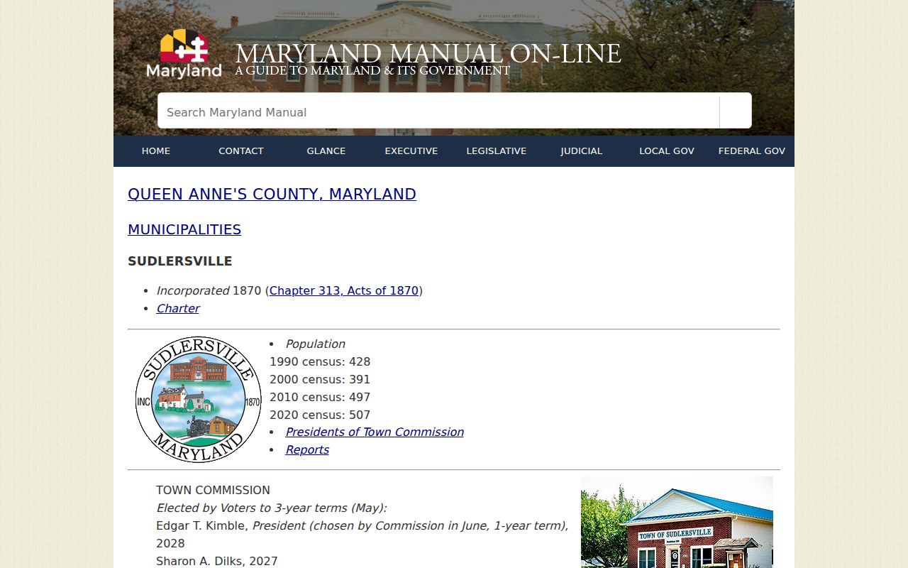 Sudlersville town hall contact profile for local warrant routing questions